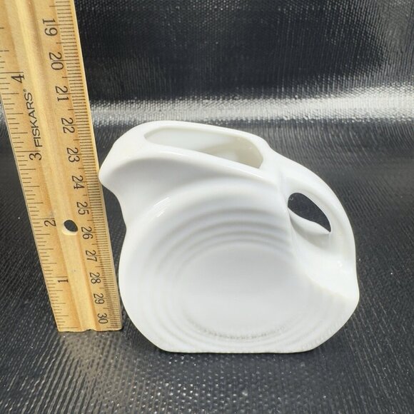 Fiestaware White Mini Disc Pitcher Fiesta Small Jug 5 oz Creamer 1980s Vintage - Picture 2 of 10